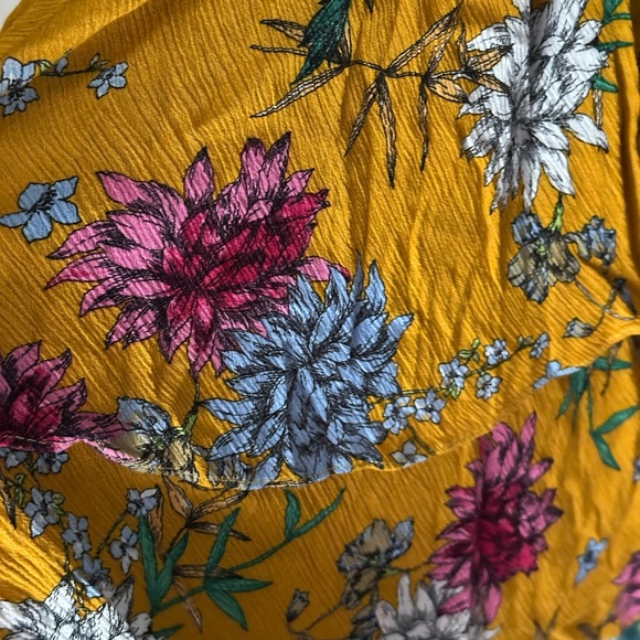 Yellow Ruffled Wrap Sundress with Puff Sleeves - Picture 12 of 15